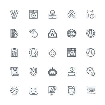Failure including 25 Medium Stroke Outline Illustrations Interface Icons for Daily Use vector