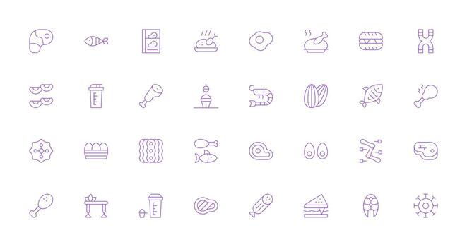 Protein Set with 32 Thin Line Icons Multi-Purpose Icon Pack for Templates vector