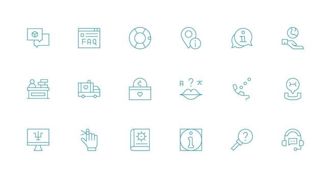 Minimal Line Style Help Icons with 18 Vectors UI and UX Focused Icon Collection