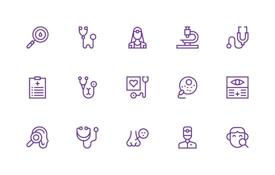 Regular Line Style Examination Icons with 15 Vectors User Interface Icons for Digital Products