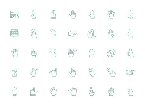 Click Set with 35 Light Line Icons Functional Icon Series vector
