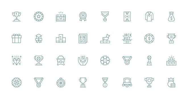 32 Thin Line Vectors for Prize Theme Well-Structured Icons for Creative Use