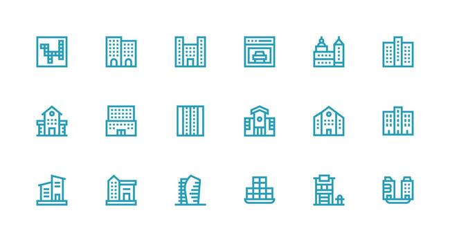 18 Strong Stroke Line Style Icons from Multistory Collection UI and UX Focused Icon Collection vector