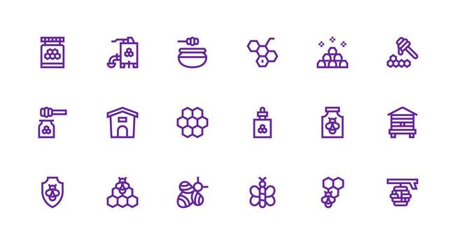 18 Strong Stroke Line Icons for Apiary Graphics Theme-Based Icon Pack vector
