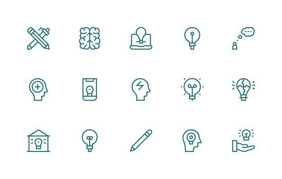 Creativity Design Icons featuring 15 in Regular Line Style Digital Icon Collection vector