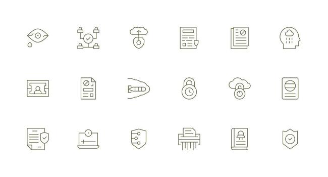 18 mínimo línea diseños para datos seguridad íconos alta calidad icono paquete vector