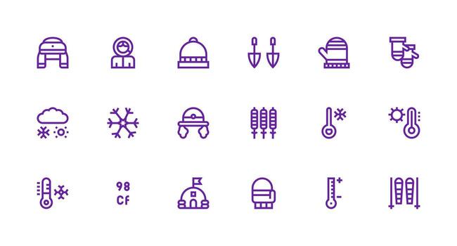 Strong Stroke Line Icons from Cold Weather Set with 18 Vectors Editable Icon Collection