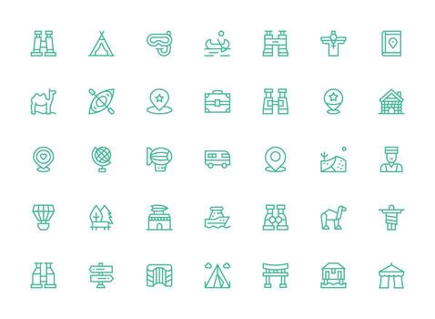 regular limpiar línea íconos desde turismo conjunto con 35 vectores limpiar icono colección para web utilizar