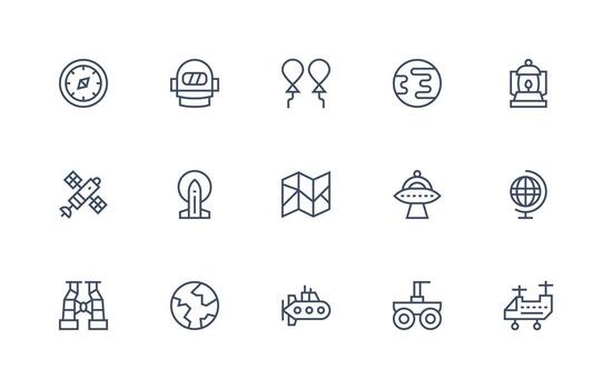Exploration Set with 15 Regular Line Icons Neatly Designed Icons for Web Platforms vector