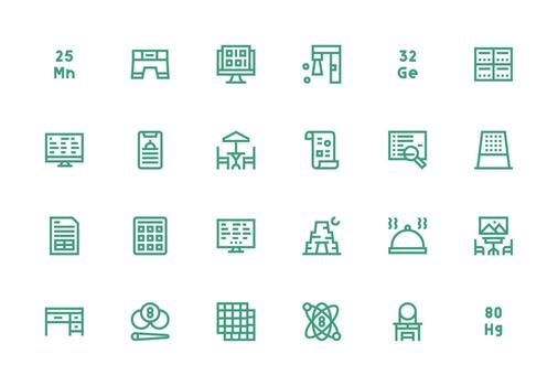 Table Icon Collection with 24 Thick Line Line Designs Multi-Purpose Icon Pack for Templates vector