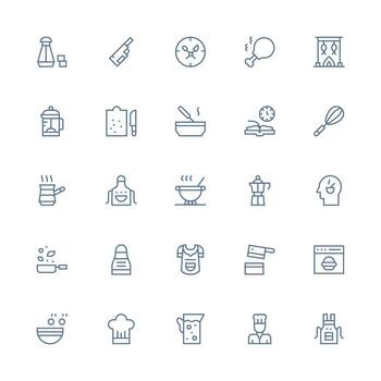 25 Medium Stroke Outline Style Icons from Preparation Collection Optimized Icon Pack for Digital Products vector