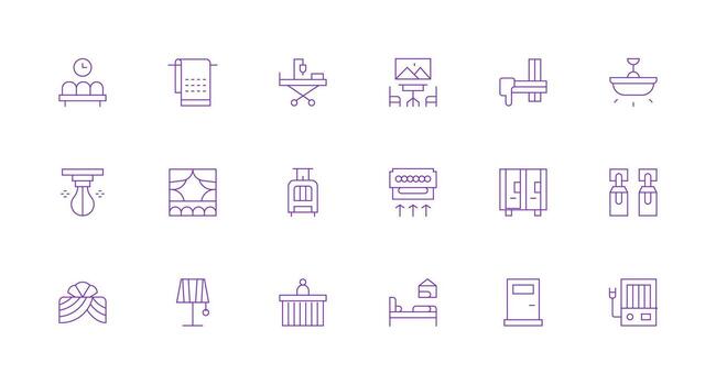 18 Room Icons in Minimal Line Aesthetic Minimal Icon Set for Interface Projects vector