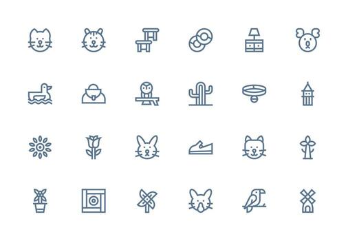 Thick Line Line Style Simple Design Icons with 24 Vectors Core Icon Collection for Daily Tasks
