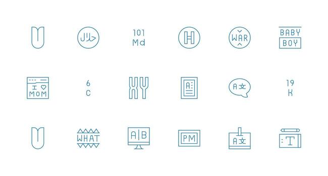 18 Minimal Line Icons for Font Graphics Multi-Purpose Icon Set vector