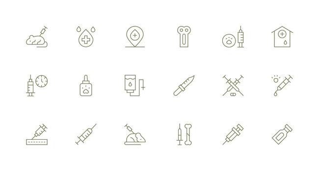 Injection Visual Pack containing 18 Minimal Line Icons Digital Product Icons for Fast Delivery vector