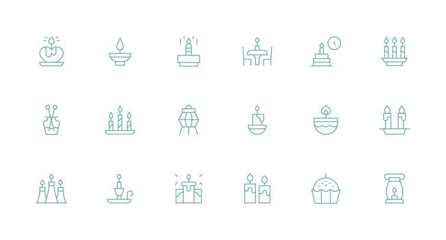 18 Minimal Line Vectors for Candle Theme Customizable Icon Series for Mobile Screens