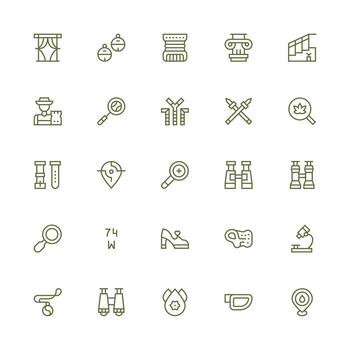 25 Medium Stroke Outline Style Icons from Detail Collection Balanced Icon Set for Functional Design vector