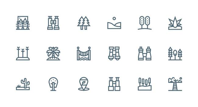 18 Icons for Landscape in Strong Stroke Line Format Dashboard Icon Series vector