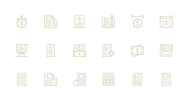 Expense Set with 18 Minimal Line Icons Responsive Icon Set for Flexible Layouts vector