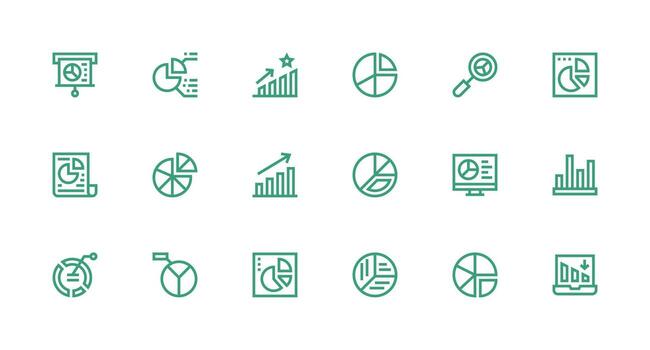Strong Stroke Line Icons from Market Share Set with 18 Vectors Icon Pack for Various Themes