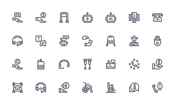 Assistance Visual Pack containing 28 Bold Line Icons Interface Icon Collection for Daily Projects vector