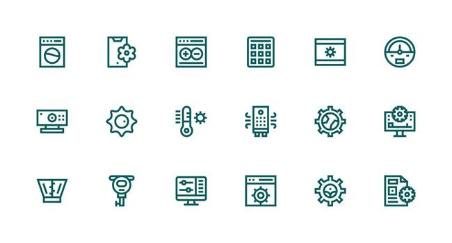 18 Strong Stroke Line Icons for Control Panel Graphics Sharp Icons for Presentations vector