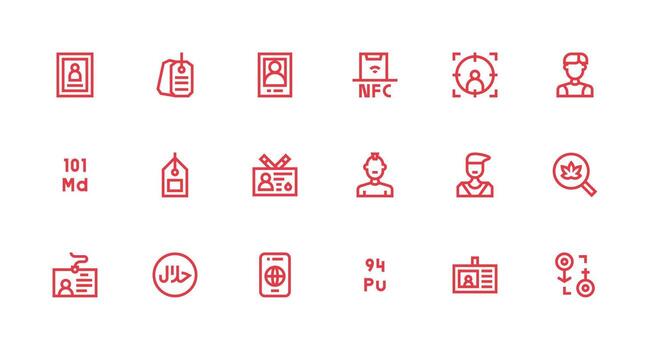 Strong Stroke Line Style Identification Icons with 18 Vectors Reusable Icon Set