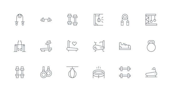 18 Minimal Line Vectors for Exercise Equipment Theme Well-Structured Icons for Creative Use