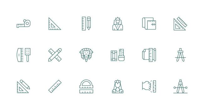 Ruler Icon Collection with 18 Minimal Line Designs Reliable Icons for All Interfaces vector
