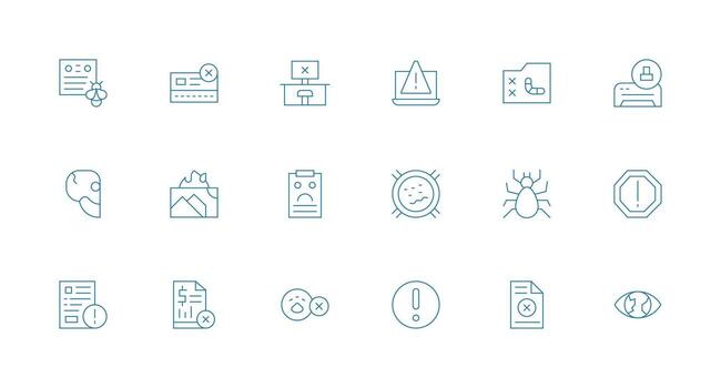 18 mínimo línea estilo íconos desde error mensaje colección imprimible icono colección vector