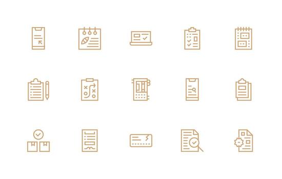 Checklist Icon Collection with 15 Regular Line Designs Glyph Icon Series vector