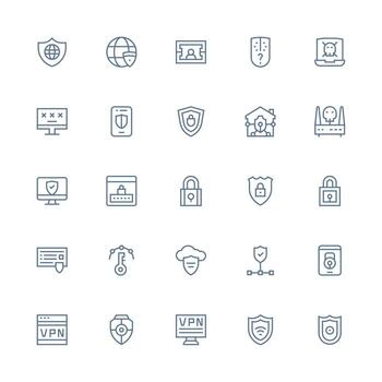 25 Medium Stroke Outline Designs for Firewall Icons Core Icon Collection for Daily Tasks vector