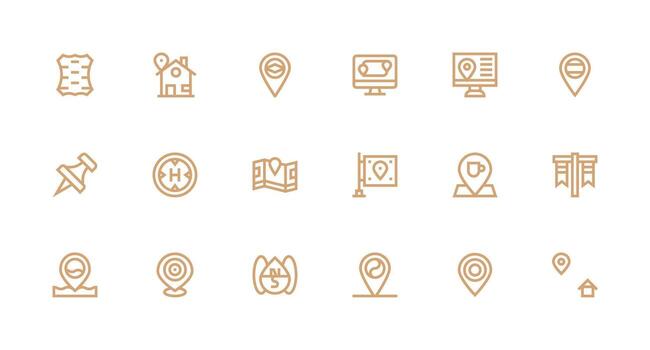 Marker Set with 18 Strong Stroke Line Icons Clean Icon Set Icon Pack for UI Projects vector