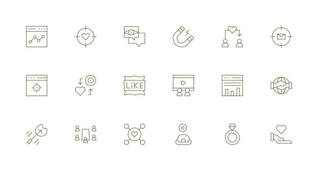 Minimal Line Icons from Engagement Set with 18 Vectors Complete Icon Bundle for Web Design