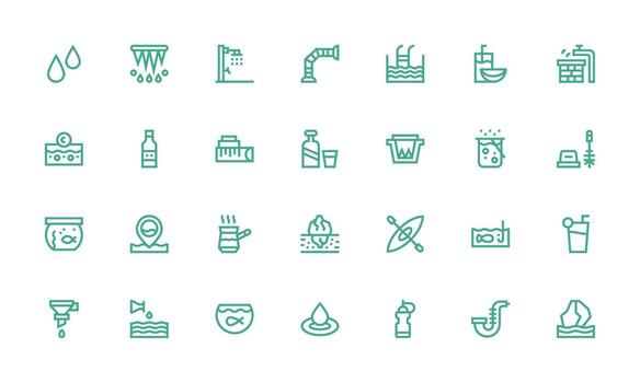 28 Bold Line Vectors for Water Theme Neatly Designed Icons for Web Platforms