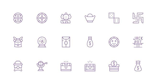 Fortune featuring 18 Icons in Minimal Line Design Versatile Icon Collection for Designers vector