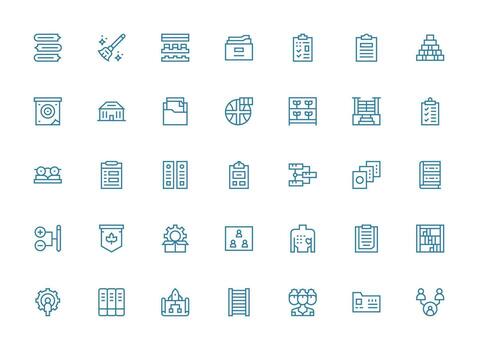 Regular Clean Line Icons from Organization Set with 35 Vectors Quick Access Icons for UI Development