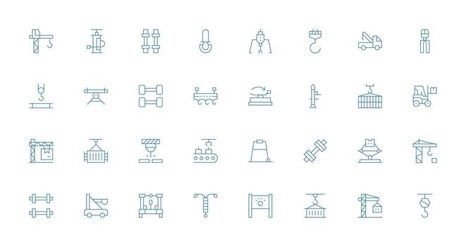 Lifting Icon Collection with 32 Thin Line Designs Quick Access Icons for UI Development vector