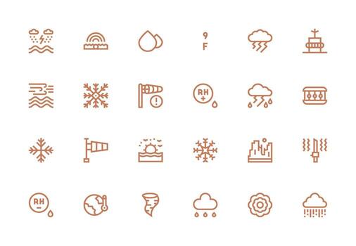 Thick Line Line Icons from Weather Set with 24 Vectors Quick Access Icons for UI Development