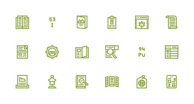 18 Strong Stroke Line Style Icons from Catalog Collection Sharp Icons for Presentations vector
