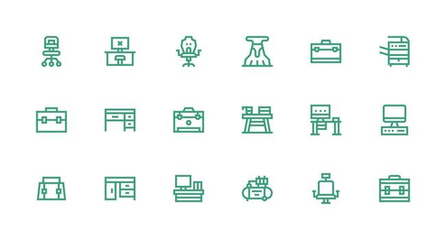 18 Strong Stroke Line Style Icons from Workstation Collection Customizable Icon Series for Mobile Screens vector