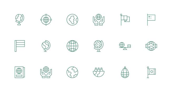 International Relations featuring 18 Icons in Minimal Line Design All Device Compatible Icon Set vector