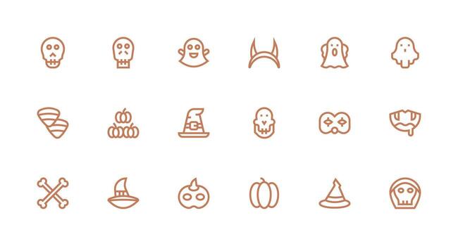 Halloween Set with 18 Strong Stroke Line Icons Balanced Icon Set for Functional Design vector