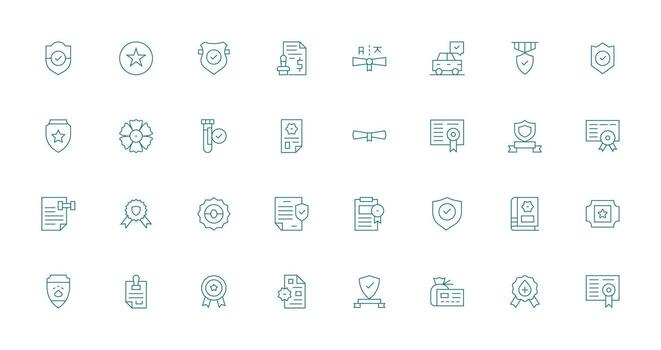 Certified Set with 32 Thin Line Icons Interface Icon Collection for Daily Projects vector