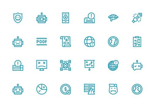 Thick Line Line Style Failure Icons with 24 Vectors Multi-Purpose Icon Pack for Templates