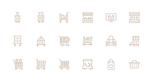 Cart Icon Collection with 18 Minimal Line Designs Simple Icons for Interface and Wireframes vector