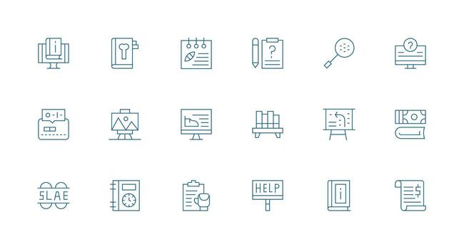18 Minimal Line Style Icons from Documentation Collection Web and App Icon Pack Collection vector