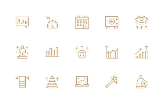 Increase Icon Set with 15 Regular Line Graphics All Device Compatible Icon Set vector