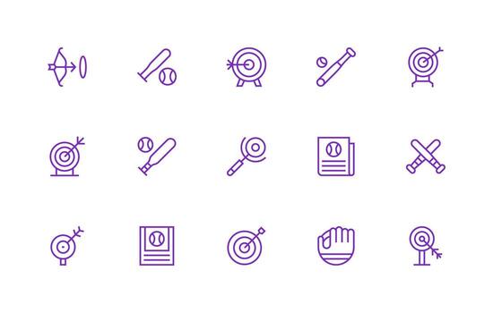 Hitting Design Icons featuring 15 in Regular Line Style Simplified Icon Pack for Visual Tools vector