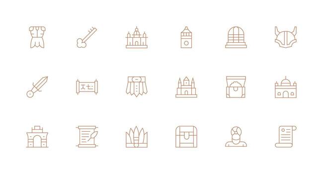 18 mínimo línea íconos para histórico gráficos ui icono conjunto vector